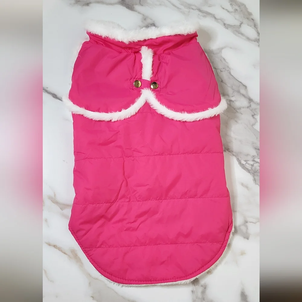 JoyDaog NWOT Pink Shawl Design Fleece Lined Winter Dog/Pet Jacket Size Large HP